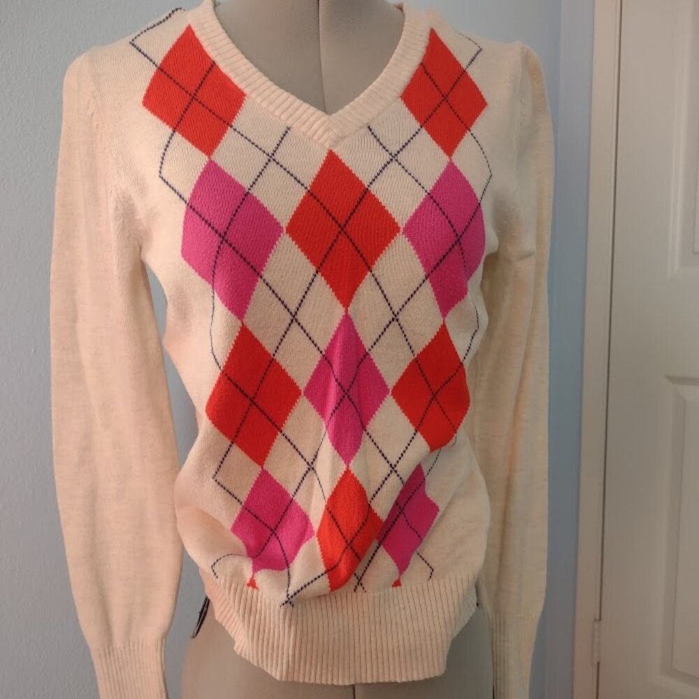 Merona - XS - Sweater Cream - Orange - Pink